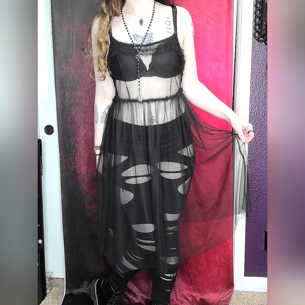 Tulle Sheer Babydoll Dress